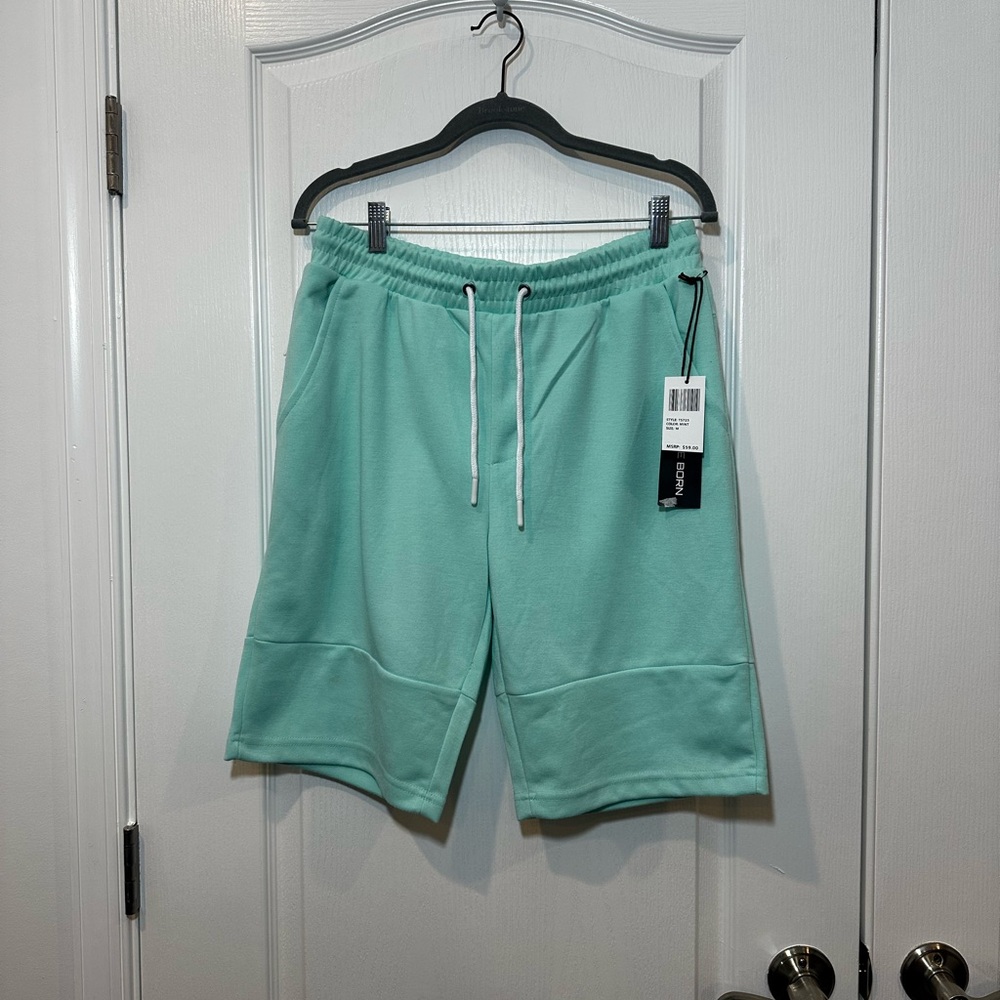 Mint Green Athletic Shorts with Elastic Waistband